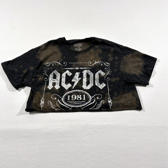 Unbranded Tops - AC/ DC Womens Crop "For Those About To Rock We Salute You" Tee T-shirt Tie Dye S